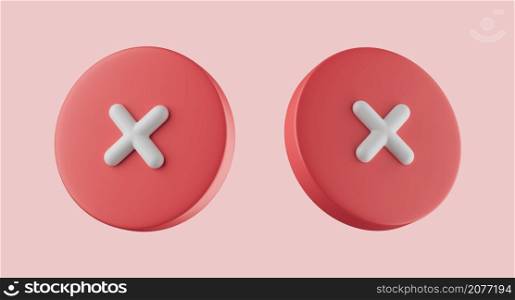 Simple error icon with cross symbol on both sides 3d render illustration. Isolated object on background. Simple error icon with cross symbol on both sides 3d render illustration.