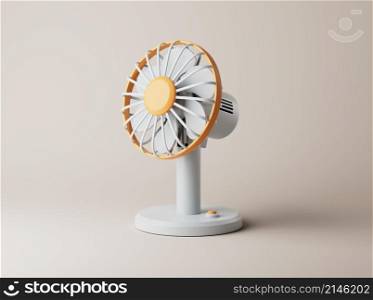 Simple fan or ventilator on floor 3d render illustration. Isolated objects on pastel background. Simple fan or ventilator on floor 3d render illustration.
