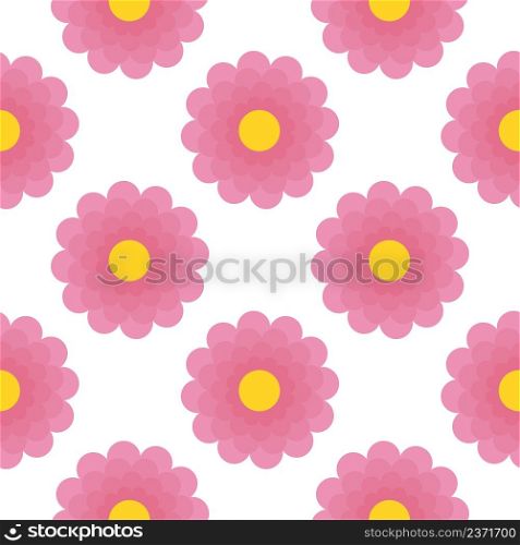 Simple floral seamless pattern. Background with cute identical flowers. Template for fabric, wallpaper, paper vector illustration. Simple floral seamless pattern