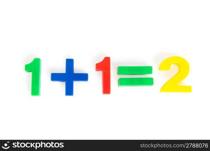 Simple math example with numbers on the table