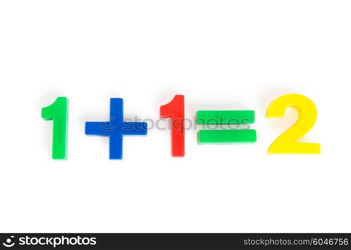 Simple math example with numbers on the table