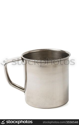 Simple metal cup isolated on white