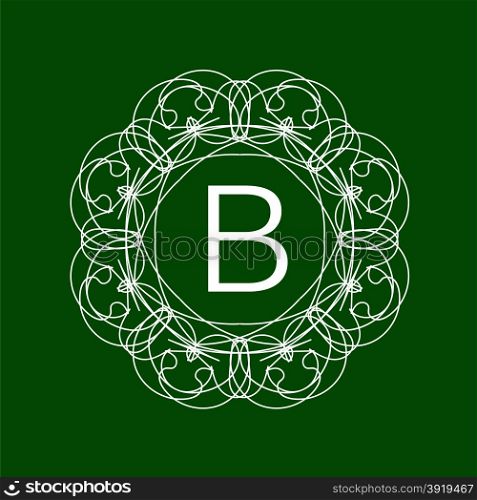 Simple Monogram Design Template on Green Background. Monogram Design