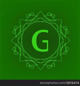 Simple Monogram Design Template on Green Background. Simple Monogram G
