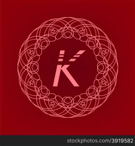 Simple Monogram Design Template on Red Background. Monogram K