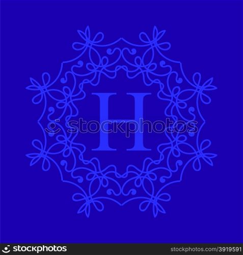 Simple Monogram H Design Template on Blue Background. Simple Monogram H