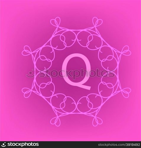 Simple Monogram Q Design Template on Pink Background. Monogram Q