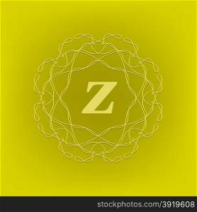Simple Monogram Z Design Template on Green Background. Monogram Z