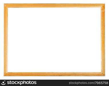simple narrow wooden picture frame with cut out blank space isolated on white background