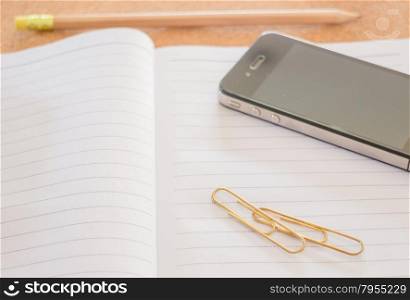 Simple office desk with necessary tool, stock photo
