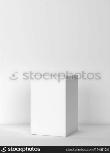 Simple podium as a showcase for products. Minimal scene. 3d illustration