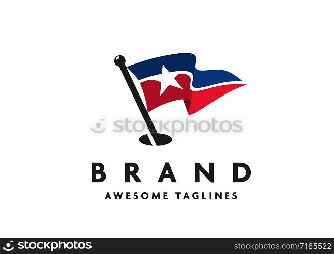 simple red blue star and stripes america US flag logo design