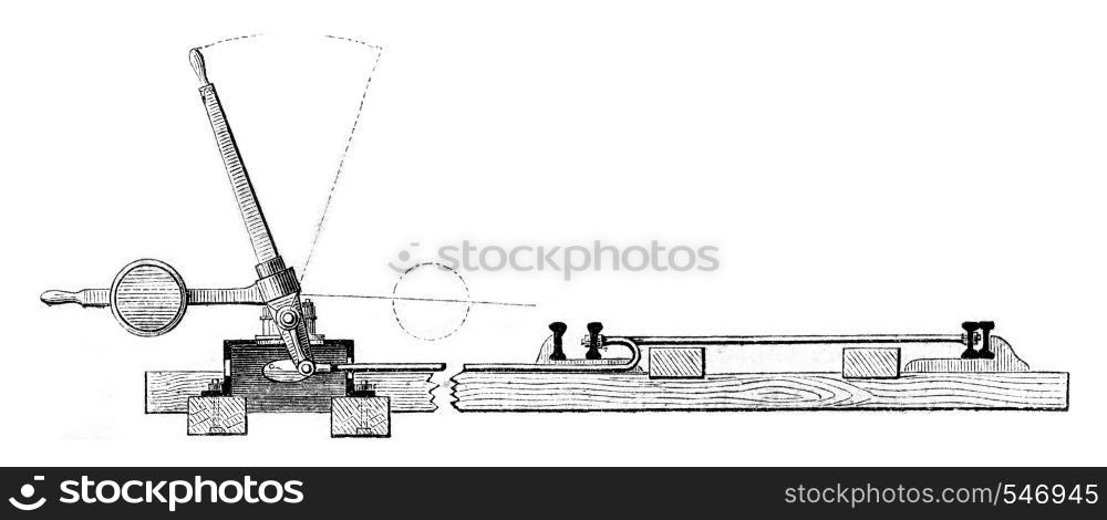 Simple vertical section hands to understand the manoeuvre, vintage engraved illustration. Magasin Pittoresque 1861.