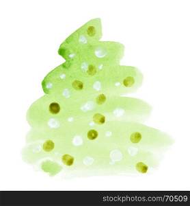 Simple watercolor Christmas tree isolated on the white background