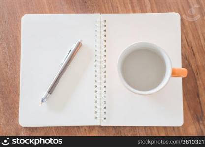 Simple wooden work table on top view, stock photo