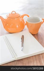 Simple work station with hot tea, stock photo