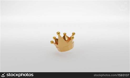 Simplicity golden crown for king or queen floating or levitating in the air, 3D render illustration wallpaper