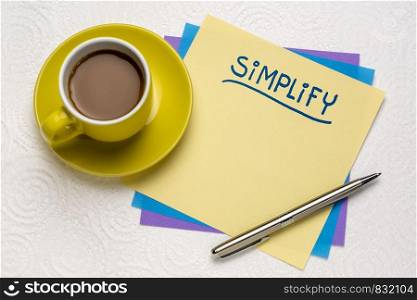 simplify reminder note with a cup of coffee