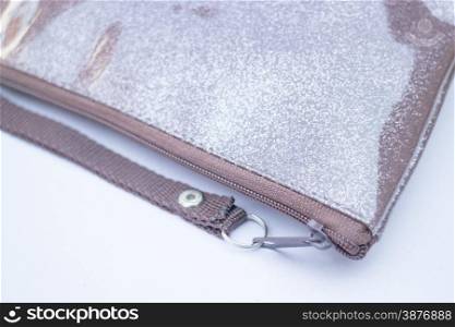 Simply brown zip hand bag, stock photo