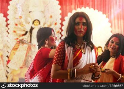 Sindoor Kheyla By Married Ladies During Durga Puja