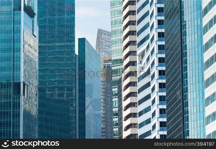 Singapor architecture, cityscape with skyscrapers glass facades, business and finance metropolis theme