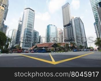 SINGAPORE - APRIL 10,2016 : Building and skyscraper in Singapore City. squre stret in city. Business and building Singapore.