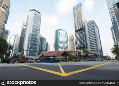 SINGAPORE - APRIL 10,2016 : Building and skyscraper in Singapore City. squre stret in city. Business and building Singapore.