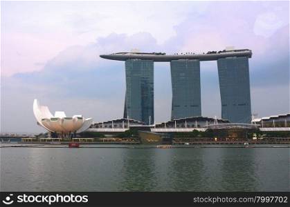 Singapore city scenery in the evening