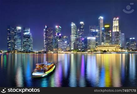 Singapore cityscape skyline ,night scene .