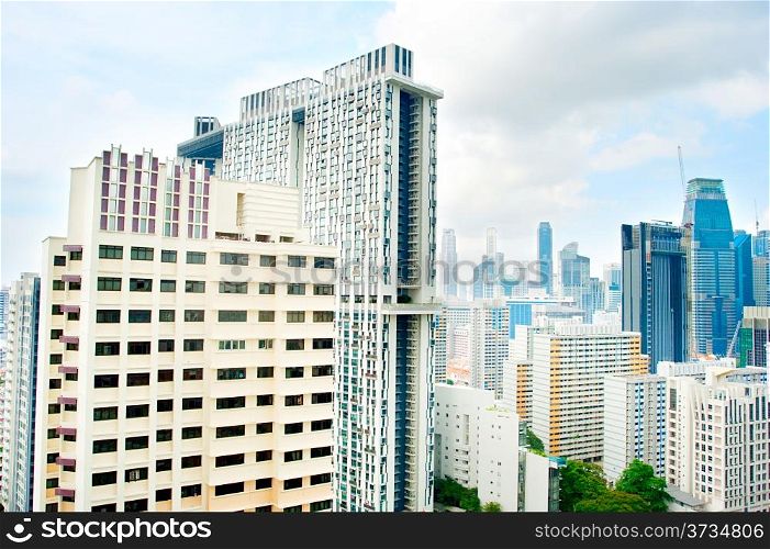 Singapore downtown. Look from unusual viewpoint