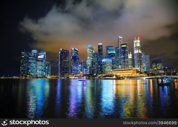 Singapore financial district at the night time