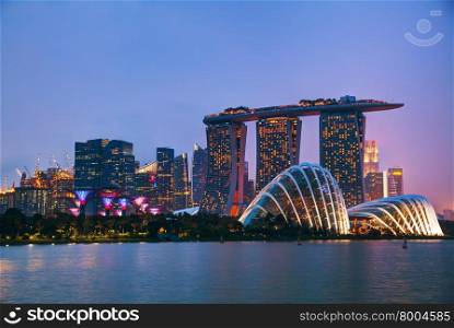 Singapore financial district at the sunset time