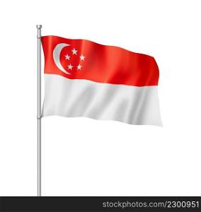 Singapore flag, three dimensional render, isolated on white. Singaporean flag isolated on white