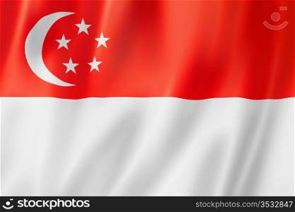 Singapore flag, three dimensional render, satin texture. Singaporean flag