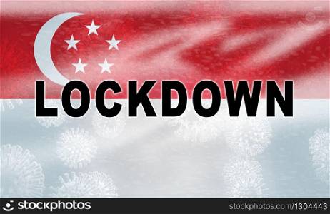Singapore lockdown preventing ncov epidemic or outbreak. Covid 19 Singaporean precaution to isolate disease infection - 3d Illustration