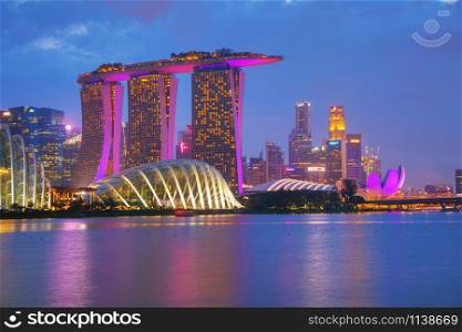 SINGAPORE - OCTOBER 27: Overview of the marina bay with Marina Bay Sands on October 27, 2018 in Singapore.
