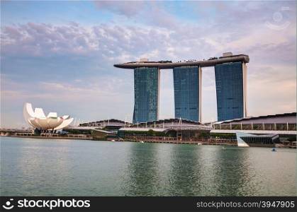 SINGAPORE - OCTOBER 30: Overview of the marina bay with the Marina Bay Sands on October 30, 2015 in Singapore.