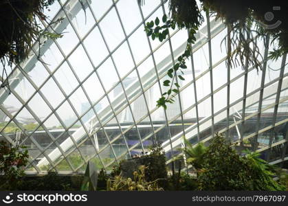 SINGAPORE- SEP 5: View of Cloud Forest at Gardens by the Bay on September 5, 2015. in Singapore. Gardens by the Bay is a park spanning 101 hectares of reclaimed land.