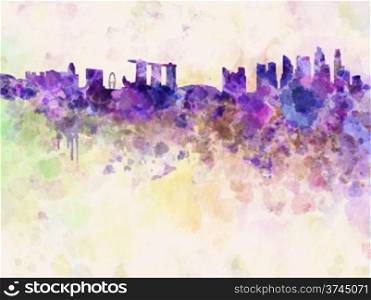 Singapore skyline in watercolor background with clipping path. Singapore skyline in watercolor background