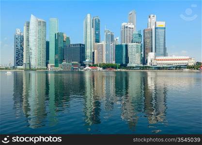 Singapore skyline of business district and Marina Bay in day