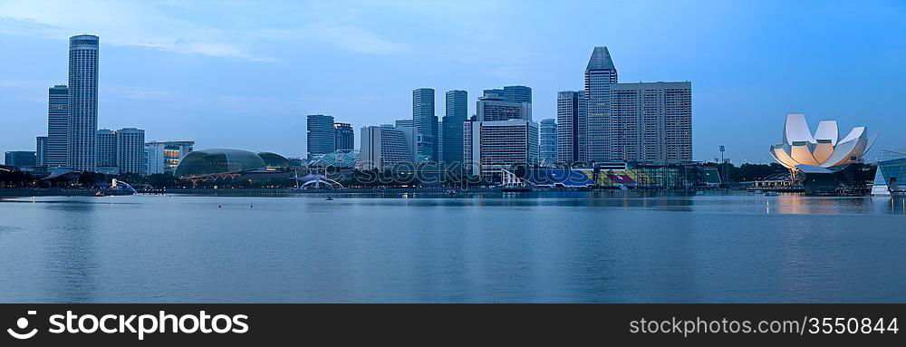 Singapore skyline panorama at Marina Bay