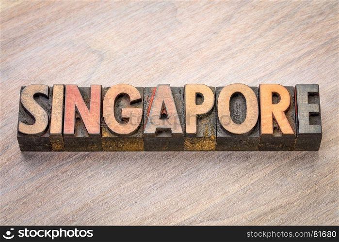 Singapore word abstract in vintage letterpress wood type