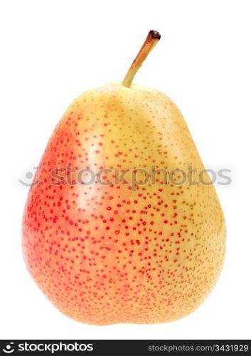 Single a orange fresh pear. Isolated on white background. Close-up. Studio photography.