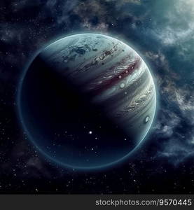 Single Alien gas giant planet viewed from space Orbiting moons AI generated