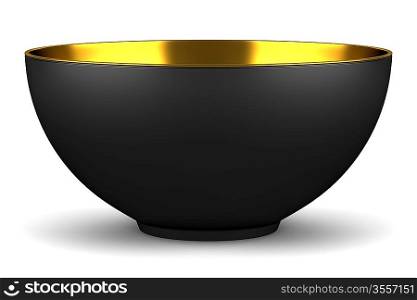 single black bowl isolated on white background