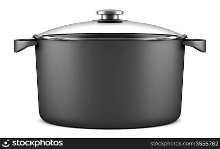 single black cooking pan isolated on white background