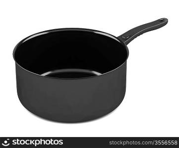 single black cooking pot isolated on white background