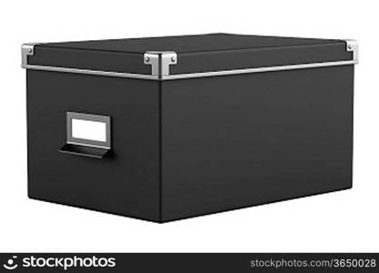 single black office cardboard box isolated on white background