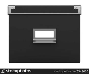 single black office cardboard box isolated on white background