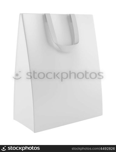 single blank shopping bag isolated on white background. 3d illustration